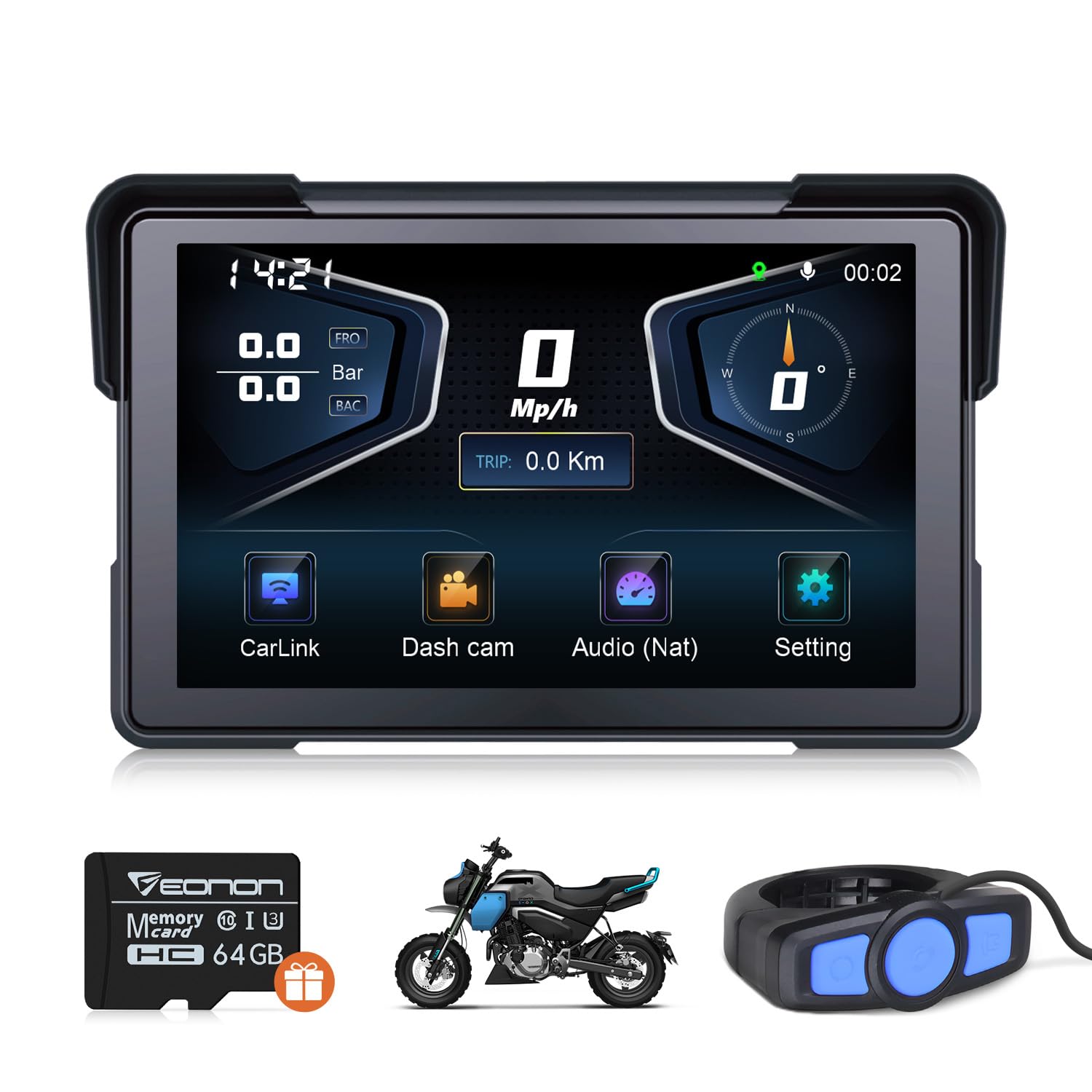 Eonon Upgraded 7 Inch Motorcycle CarPlay Screen, CarPlay/Android